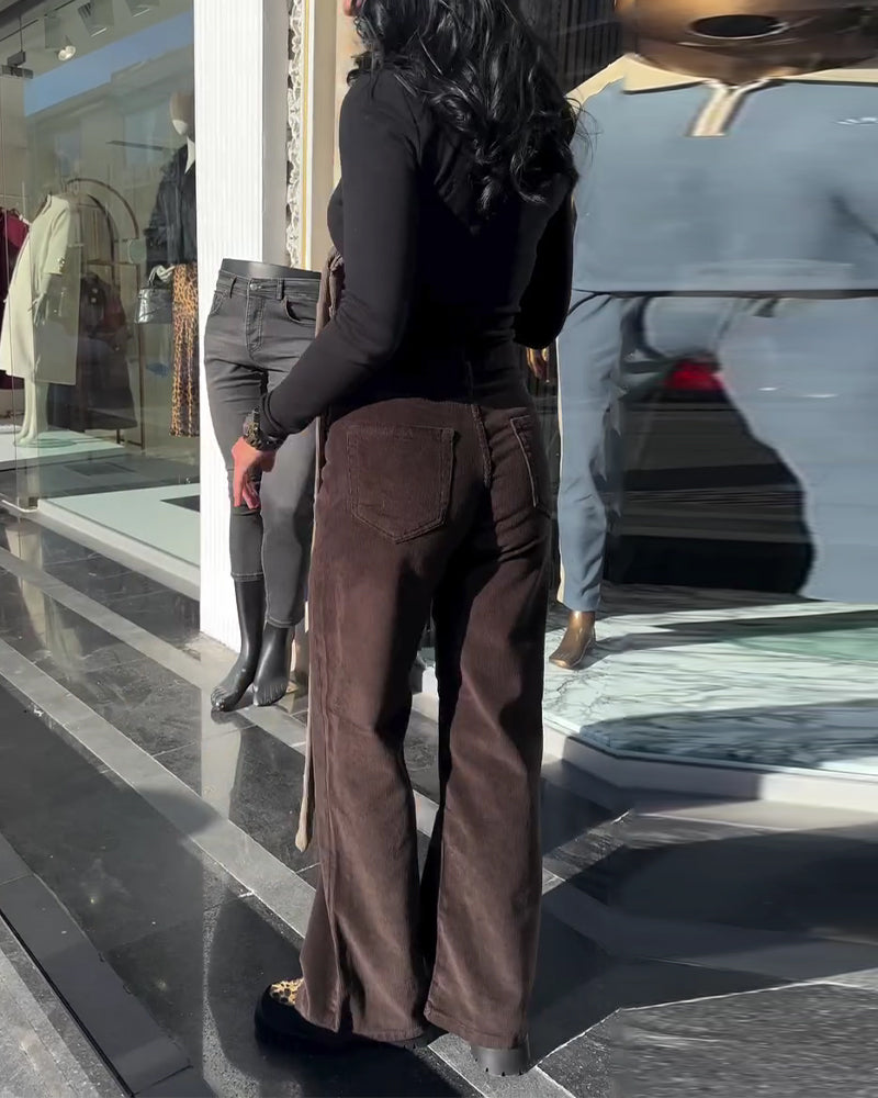 Bukser Fløyel Casual Vide Ben