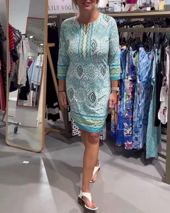 Kjole Sirkeltrykk Rund Hals Rett