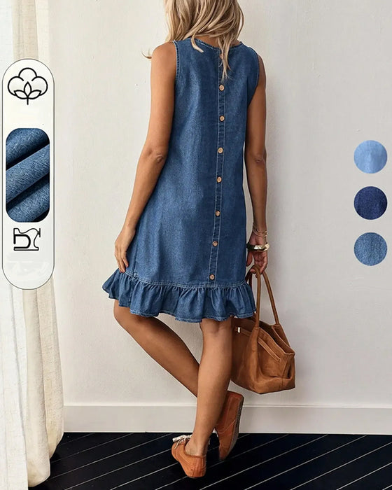 Kjoler Ermeløs Denim Havfrue Vest Kort