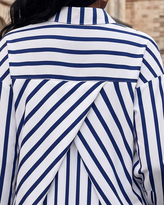 Bluse Stripet Rygg Kors Uregelmessig
