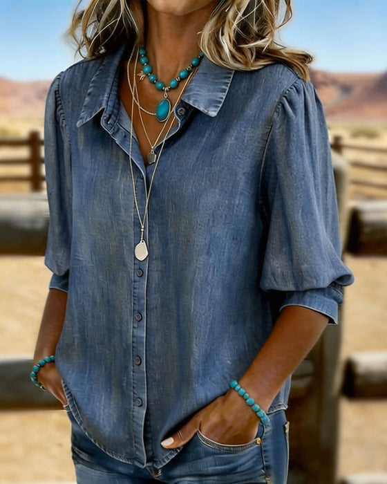 Skjorte Bubble Kortermet Denim