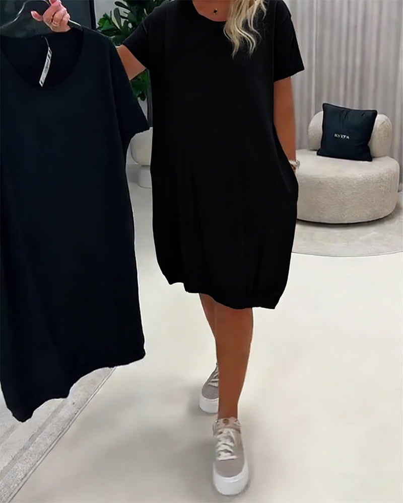 Kjole Kortærme Rund Hals Loose-Fit