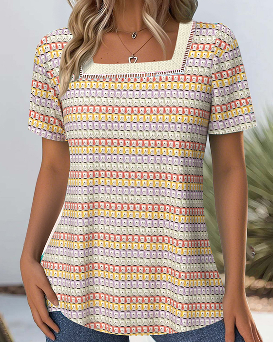 Bluse Moteriktig Avslappet Ermeløs Firkantet Hals