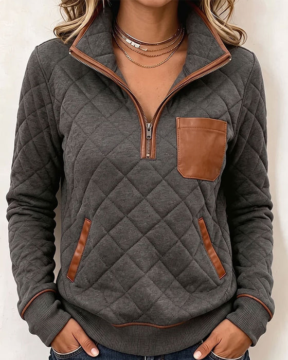 Sweatshirt Argyle Halv Glidelås Krage