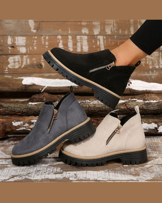 🔥Høst- Og Vintergodterier🔥Dame Støvler Med Rund Tå Og Glidelås I Siden