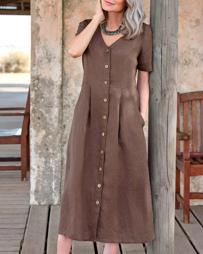 Kjole Motestil V-hals Kneppes