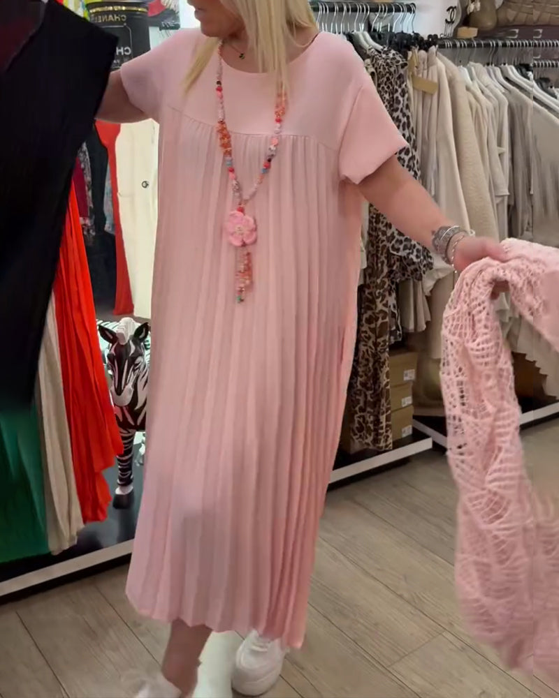 Kjole Plissert Løs Plussstørrelse