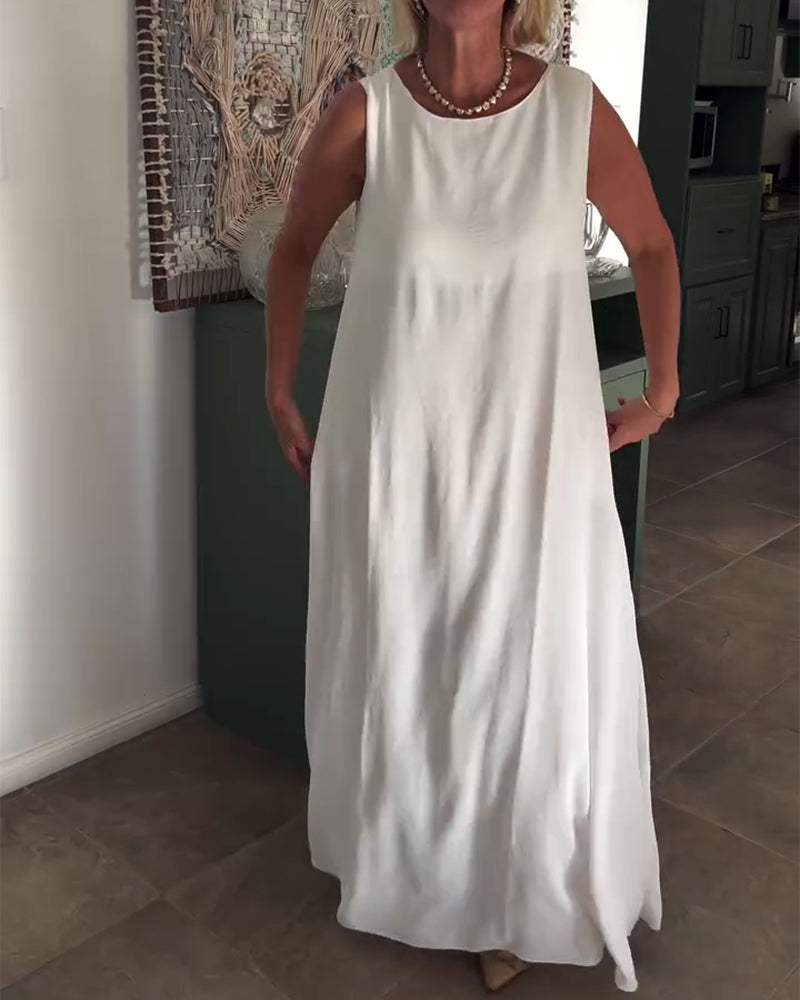 Kjole Ermløs Løs Drapert Lang