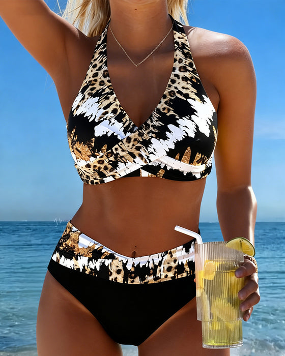 Bikinis Leopard Halter Kors