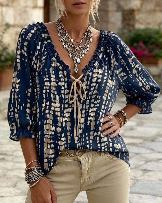Bluse Bohemian Ruffle Knyting