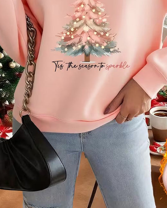 Sweatshirt Juletre Trykk Rund Hals