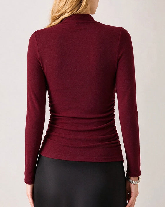 Topp Halv Turtleneck Side Rynket Base