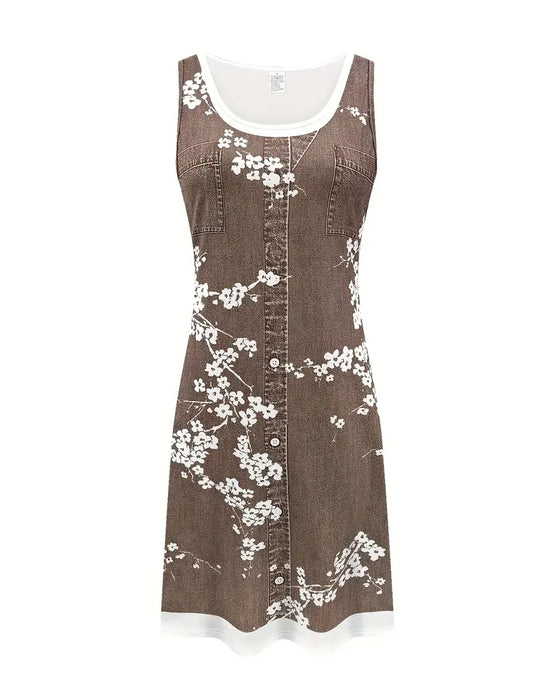 Kjole Casual Ermeløs Vest Print