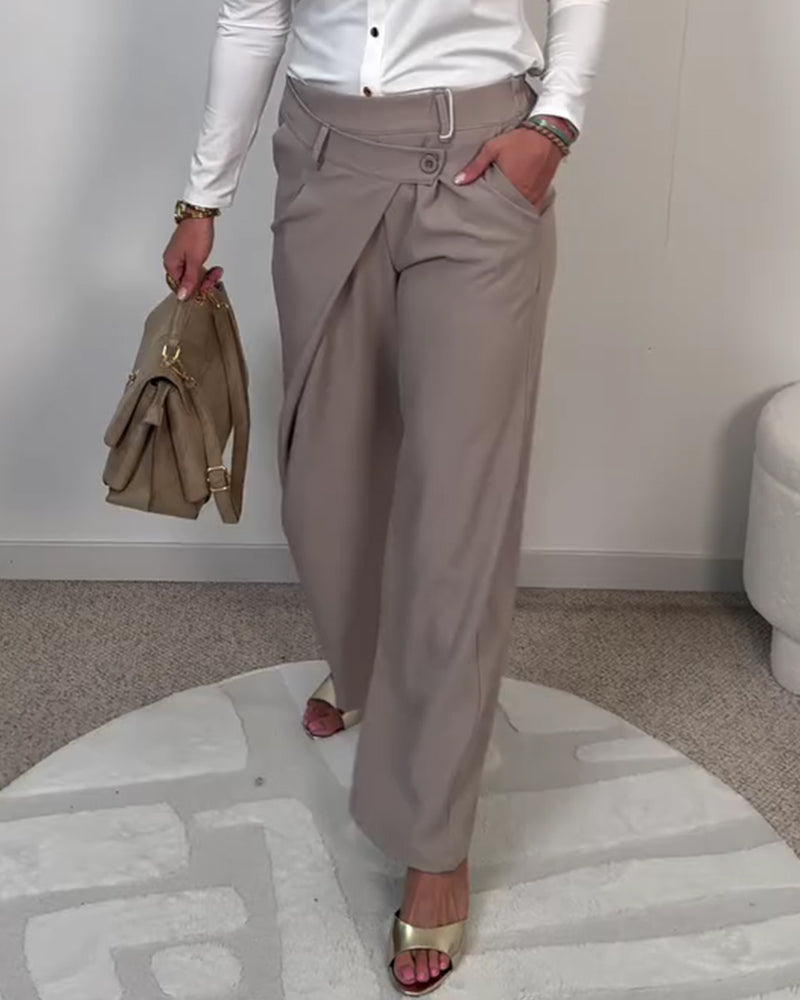 Bukse Casual Ensfarget Asymmetrisk