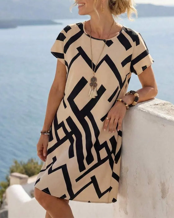 Kjole Geometrisk Trykk Løs A-Linje