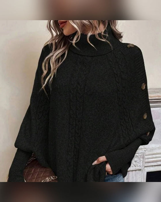 Genser Turtleneck Uregelmessig Flette Knapp