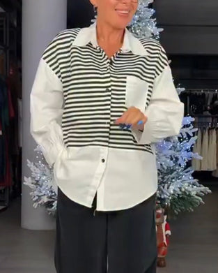 Skjorte Stripete Knappekrage