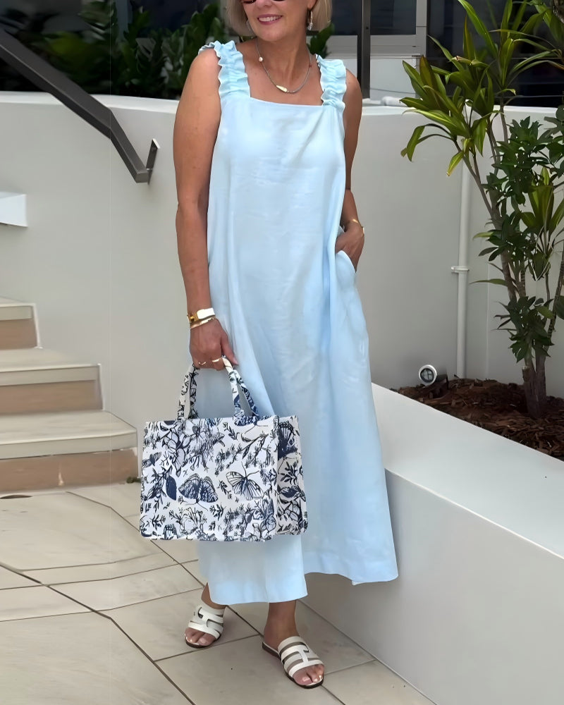 Kjole Firkantet Utringning Ermløs