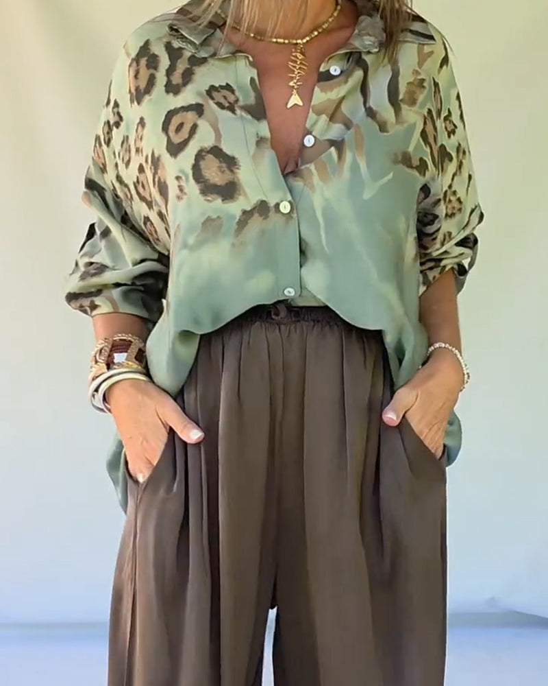 Skjorte Med Chic Leopardprint Og Krage