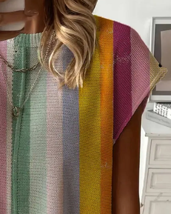 Pullover Prikket Regnbuestripet