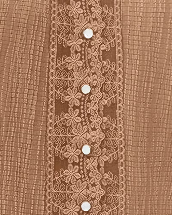 Bluse Blonde Lappeteppe V-Hals Puff Erme