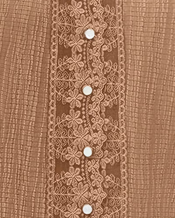 Bluse Blonde Lappeteppe V-Hals Puff Erme