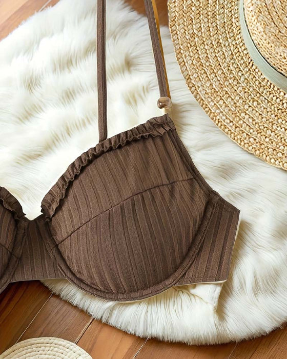 Bikini Ribbet Rynket Solid