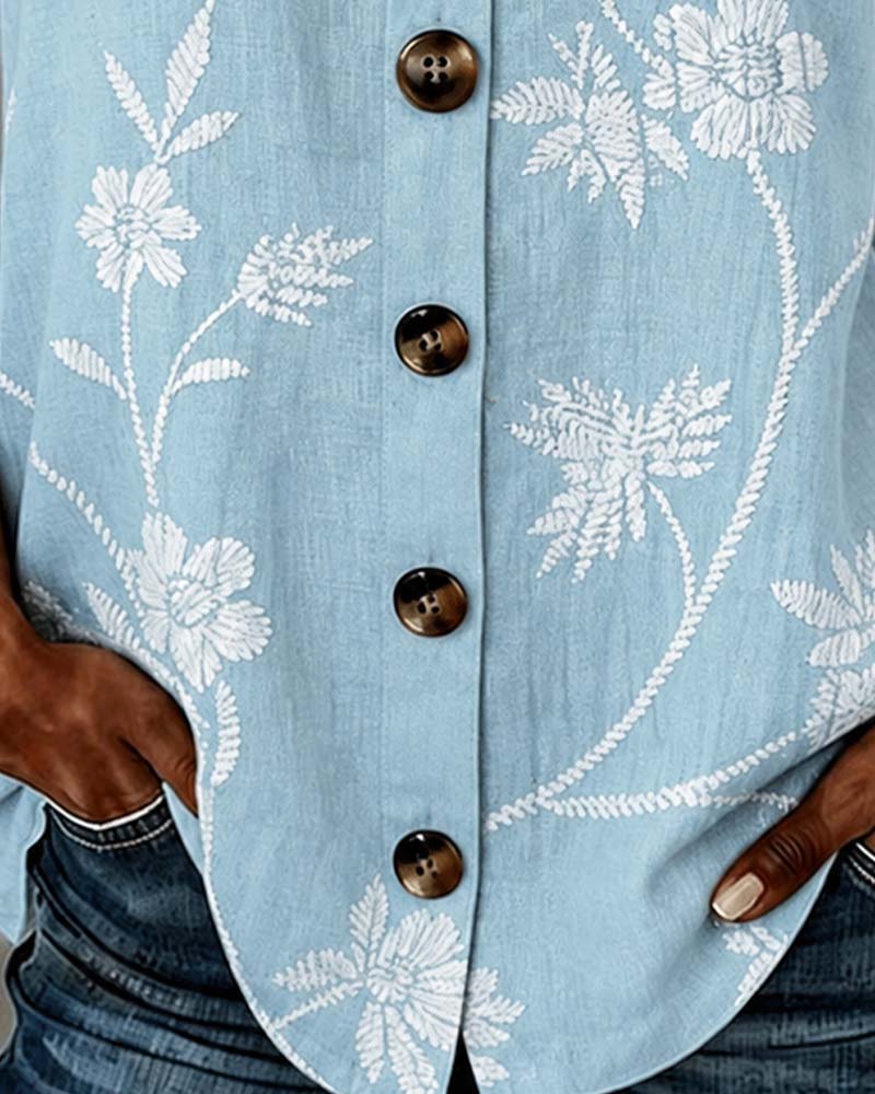 Tank Top Blomstret Kamisol Metall Ring