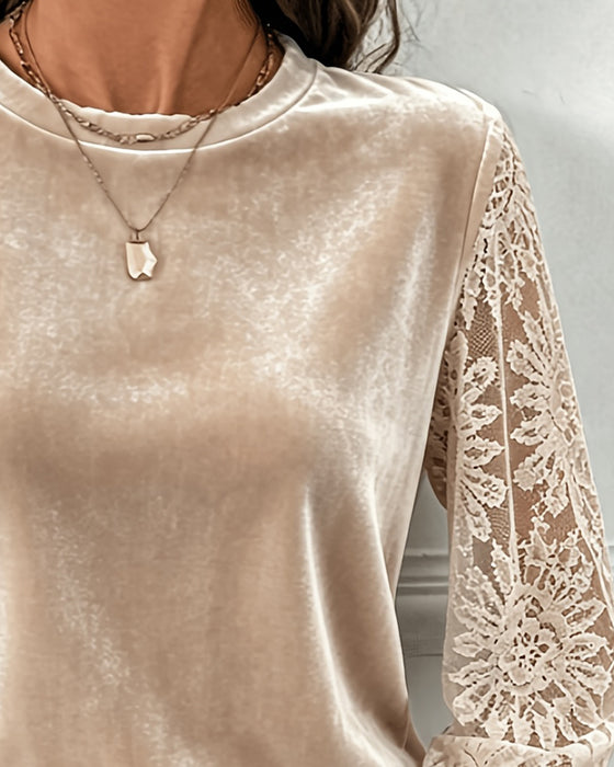 Bluse Rundhalset Blonder Knapp Solid