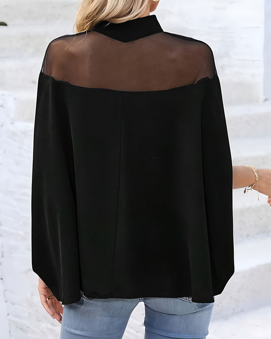 Bluse Gjennomsiktig Cold Shoulder Dolmanerme