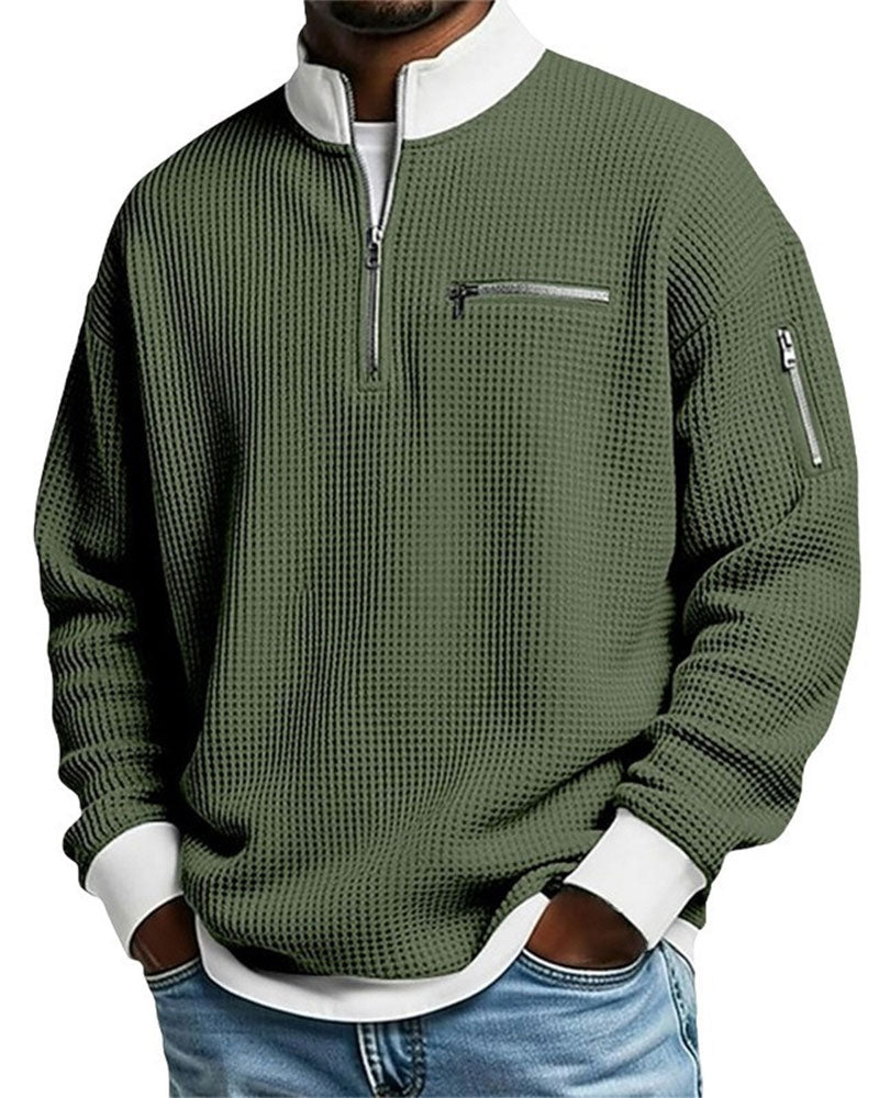 Sweatshirt Ståkrage Kontrasterende Glidelås