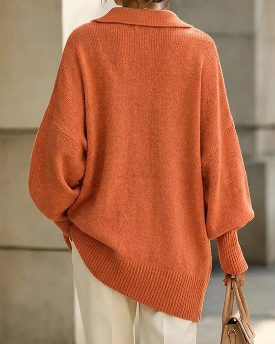 Cardigan med slag, V-hals og knapper