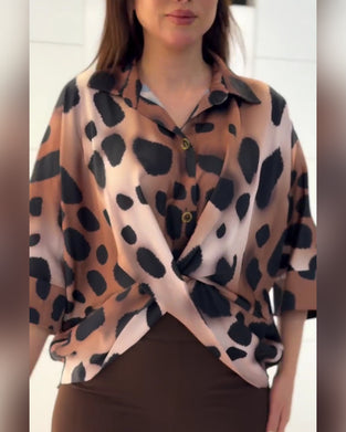 Bluse Twist Jakkeslag Leopardtrykk