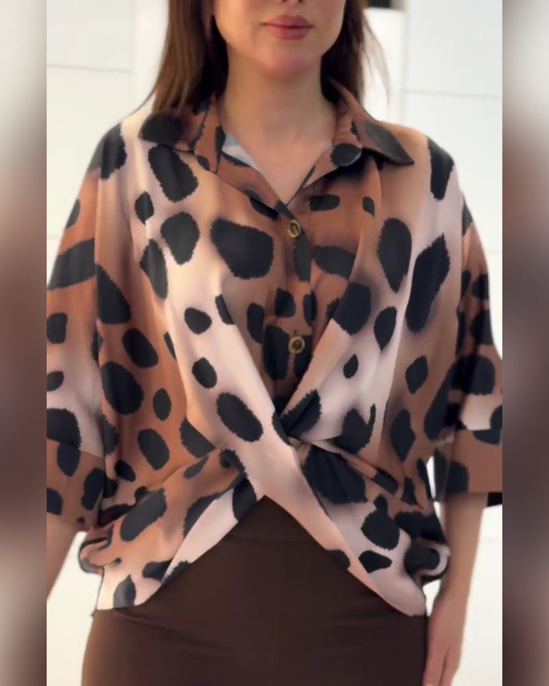 Bluse Twist Jakkeslag Leopardtrykk