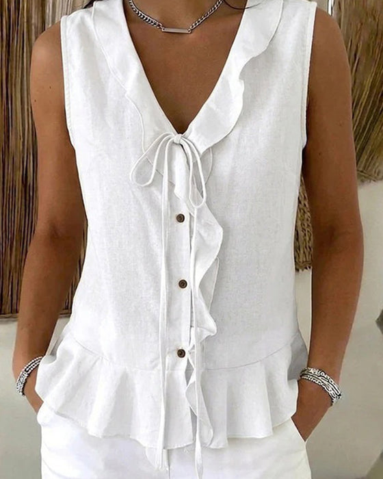 Tank Top Ruffle Slips Ermeløs