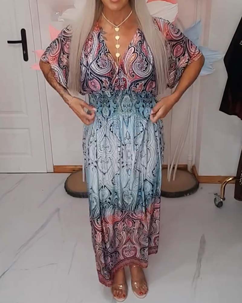 Kjole V-hals Midje Drapert Ferie