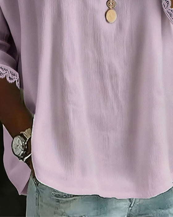 Bluse Kniplingkantet Innfelling Babykrage