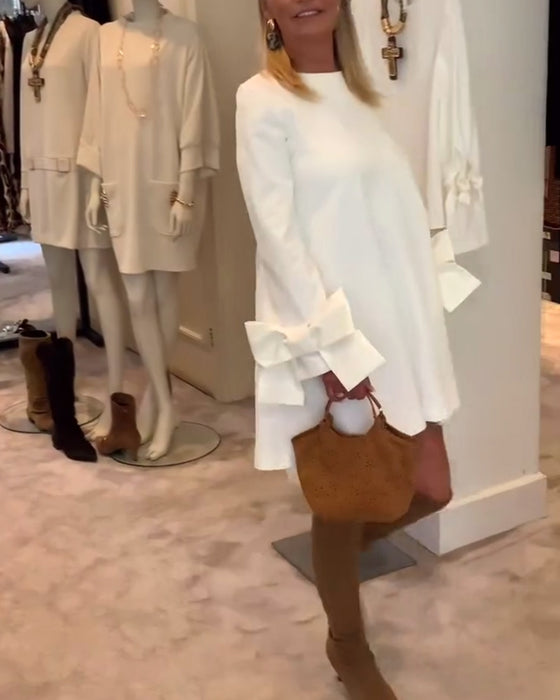 Kjole Modig Rund Hals Sløyfe Erm