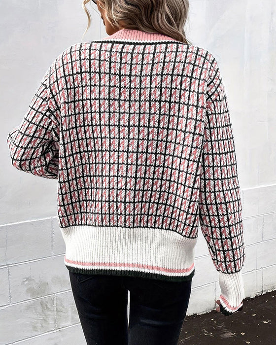 Cardigan Vintage Rutet Knapprekke