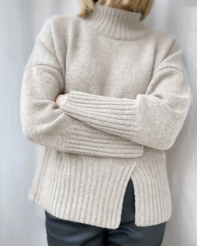 Ensfarget Høyhalset Genser