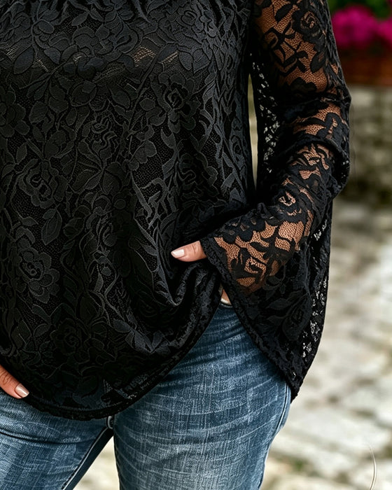 Topp Off-Shoulder Blonder Patchwork Løs