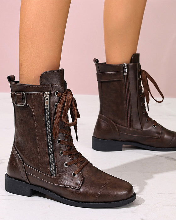 Støvler Dames Rund Tå Sidelås Lær Ortopedisk