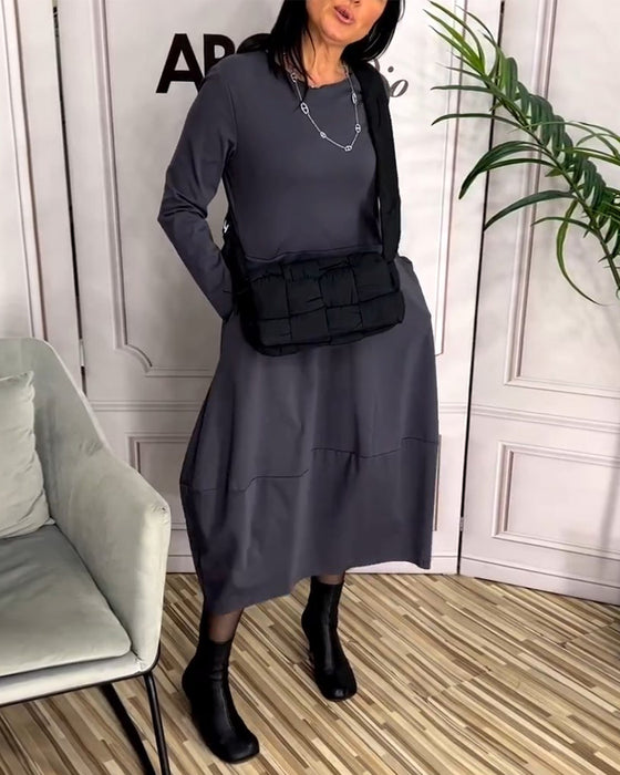 Kjole med casual stil og rund hals