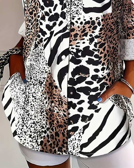 Bluse Sebra Og Leopard Trykk Løs