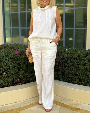 Singlet Halvstokkrage Plissert Ermeløs