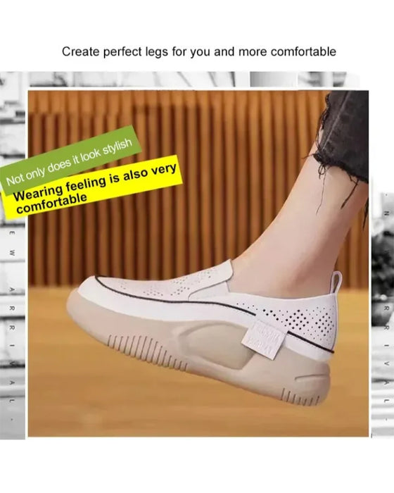 Sko Tykksålede Dame Uthullete Loafers Rund Tå Hette