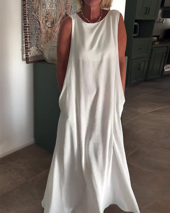 Kjole Ermløs Løs Drapert Lang