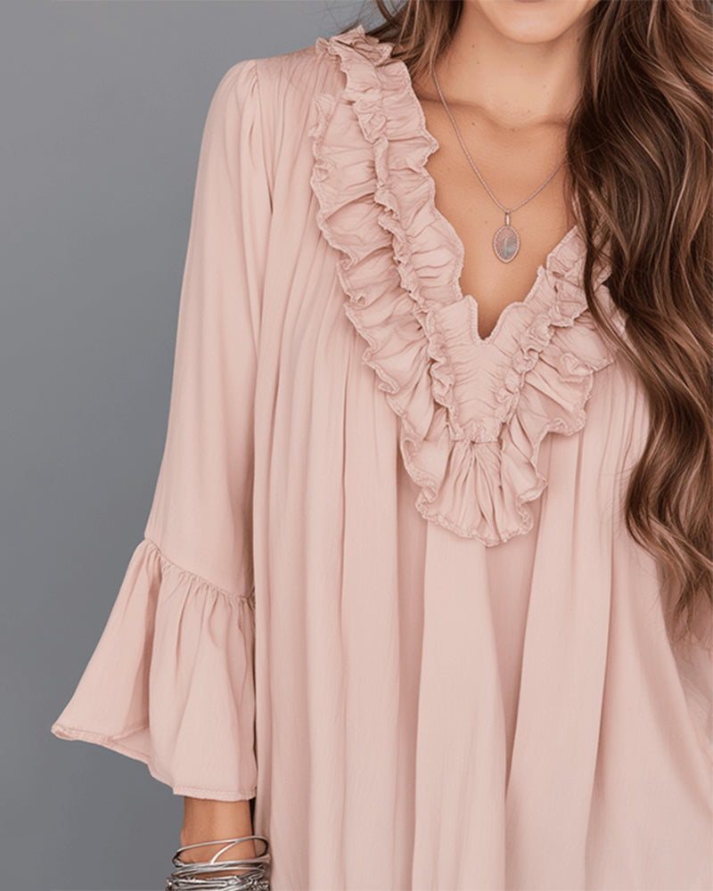 Bluse Elegant V-Hals Rysj
