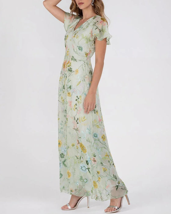 Kjole Ruffle Blomstret Trykk
