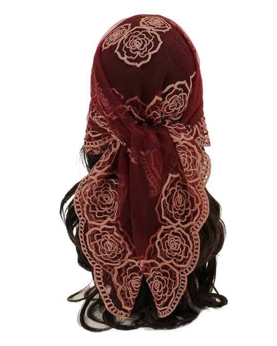 Blomstret Nett Scallop Design Bandana